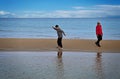 Skimming Stones On The Beach Royalty Free Stock Photo