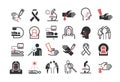 Skin cancer line icons. Symptoms. Icons set Vector signs for web graphics. Royalty Free Stock Photo