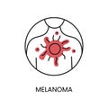 Skin cancer melanoma line icon vector cancer malignant disease Royalty Free Stock Photo