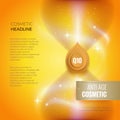 Skin care anti-age cosmetic template. Golden poster or brochure concept.