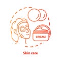 Skin care blue concept icon. Cosmetology salon, SPA procedures idea thin line illustration. Skincare products