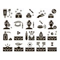 Skin Care Cosmetic Glyph Set Vector