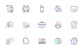 Skin care, Employees teamwork and Dental insurance line icons for website, printing. For design. Vector