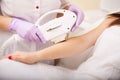 Skin care. Hands Laser epilation and cosmetology. Hair removal cosmetology procedure Royalty Free Stock Photo