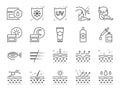 Skin care icon set. Included icons as collagen, medical cosmetic, sunscreen, facial cream, healthy skin, wrinkle and more.