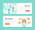 Skin Care and Problems Landing Page Template, Beauty Salon and Care Cosmetics Web Page, Mobile App, Homepage Vector