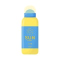 Skin care product. Sun safety, UV protection spray. Tube of sunscreen product with SPF. Summer cosmetic. Flat vector