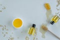 Skin care products with extract of honey and oatmeal. Healthy organic remedy Royalty Free Stock Photo