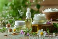 Skin care rose toner cream, anti aging ichthyosis. Face maskprimer. Beauty anti aging serum Product mockup arnica massage oil