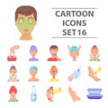 Skin care set icons in cartoon style. Big collection of skin care vector symbol stock illustration Royalty Free Stock Photo