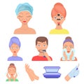 Skin care set icons in cartoon style. Big collection of skin care vector symbol stock illustration Royalty Free Stock Photo