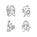 Skin-care tools linear icons set