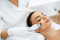 Skin Care. Ultrasound Cavitation Facial Peeling. Skin Cleansing Royalty Free Stock Photo