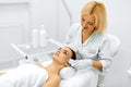 Skin Care. Ultrasound Cavitation Facial Peeling. Skin Cleansing Royalty Free Stock Photo