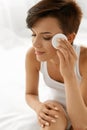 Skin Care. Woman Removing Face Makeup, Cleansing Beauty Face Royalty Free Stock Photo