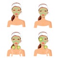 Skin care women concept. Facial mask and beauty treatment procedure set.