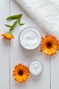 Skin cleansing cosmetic cream with calendula vitamin spa lotion