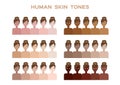 Skin color index , infographic . dark to light skin