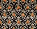 Skin color scroll ornament, and abstract with flowers, background allover Textile Repeat