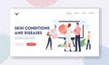 Skin Conditions and Diseases Landing Page Template. Doctor Dermatologist Character Looking Patient with Utricaria Rash Royalty Free Stock Photo