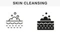 Skin Cosmetic Procedure Symbol Collection. Cream, Gel, Shampoo, Mousse on Face, Body Skin Pictogram. Foam Bubble on Skin