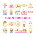 Skin Disease Human Health Problem Icons Set Vector