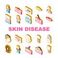 Skin Disease Human Health Problem Icons Set Vector