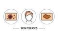 Skin diseases color line icons concept. Isolated vector element. Outline pictograms for web page, mobile app, promo