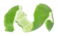 Skin of fresh lime isolated on white background. Lime twist Royalty Free Stock Photo