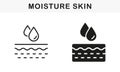 Skin Layer Absorb Water Drop, Anti Dry Skincare Symbol Collection. Skin Moisture Concept Line and Silhouette Black Icon