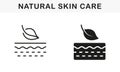 Skin and Leaves Organic Dermatology Symbol Collection. Organic Cosmetic Product for Skin Care Line and Silhouette Black