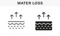 Skin Moisture Evaporation Line and Silhouette Black Icon Set. Skin Structure and Arrows Up Moisture Wicking Process