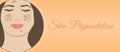 Skin Pigmentation Background Illustration Design. Orange Banner with Woman Face Royalty Free Stock Photo