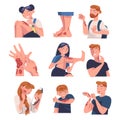 Skin Problems with People Character Suffering Scratching Itching Skin Vector Set