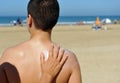 Skin protection at the beach with sunscreen