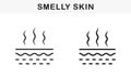 Skin Stink Hygiene Trouble, Body Reek Symbol Collection. Stench Skin. Smelly Skin Line and Silhouette Black Icon Set
