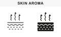 Skin Structure and Arrows Up Moisture, Aroma Symbol Collection. Moisture Evaporation of Skin Line and Silhouette Black