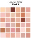 Skin tone color chart. Human skin texture color infographic palette. Facial care design