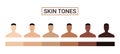 Skin tone color scale chart. Brown palette vector human skin infographic banner icon Royalty Free Stock Photo