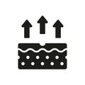 Skin Water Loss Pictogram. Skin Structure and Arrows Up Moisture Wicking Process, Skin Odor Concept Glyph Icon. Moisture Royalty Free Stock Photo