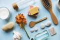 Skincare aromatherapy objects flatlay Concept