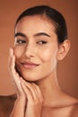 Skincare, beauty and face of Latina woman with smile, healthy and natural skin. Makeup, cosmetics and girl pose with Royalty Free Stock Photo