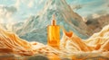 skincare bottle, moisturizing cosmetic serum in transparent bottle with droops in water waves Royalty Free Stock Photo