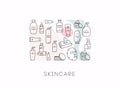 Skincare cosmetic line icon set. Vector illustration.