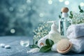 Skincare cuticle care cream, anti aging acne. Face maskhand care essential. Beauty perfume ceremony Product lavender perfume jar