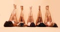 Skincare, diversity and legs of women in studio for care, comparison and wellness on wall background. Difference, beauty