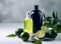 lemon skincare organic lime bottle spa treatment body oil natural. Generative AI.