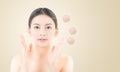 skincare and health concept - beautiful asian young woman face Royalty Free Stock Photo