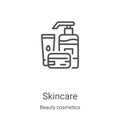 skincare icon vector from beauty cosmetics collection. Thin line skincare outline icon vector illustration. Linear symbol for use