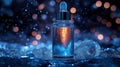Skincare Serum Bottle Nestled in Ice, A Visual Ode to Freshness and Cold Therapy Royalty Free Stock Photo